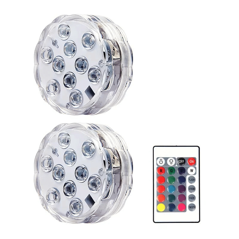 Submersible Waterproof LED Lights with Remote Control 2 Pieces