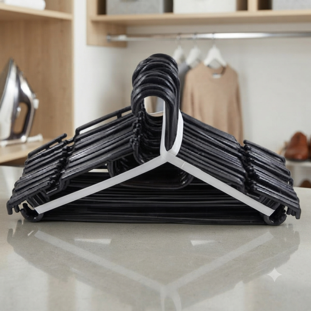 Black Plastic Clothes Hangers Set 20 Pieces