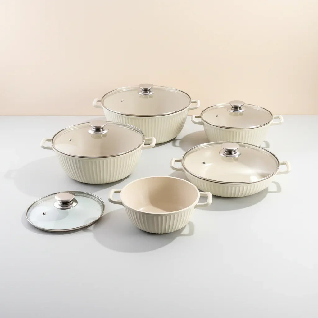 10-Piece Non-Stick Cookware Set with Glass Lids