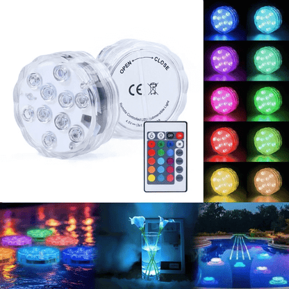 Submersible Waterproof LED Lights with Remote Control 2 Pieces