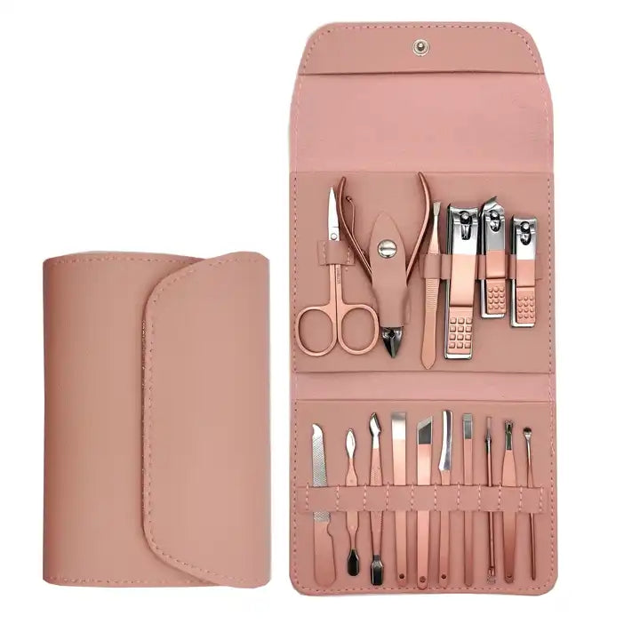 16-in-1 Stainless Steel Manicure and Pedicure Grooming Kit Set