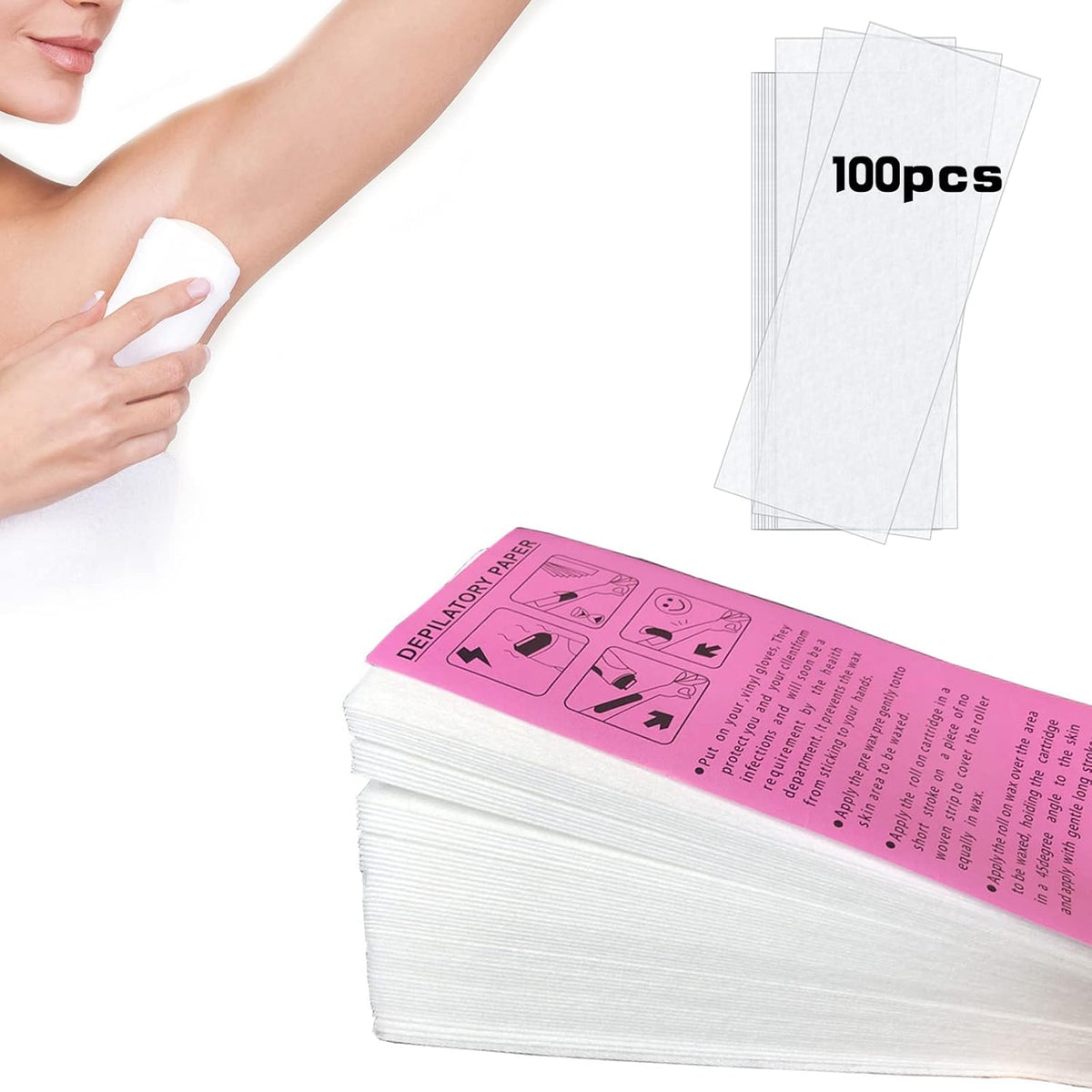 Non-Woven Hair Removal Wax Strips 100-Pack