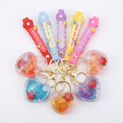Heart-Shaped Liquid Glitter Keychain