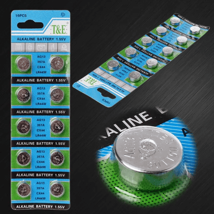 10-Piece AG13 1.55V Alkaline Button Cell Battery Set