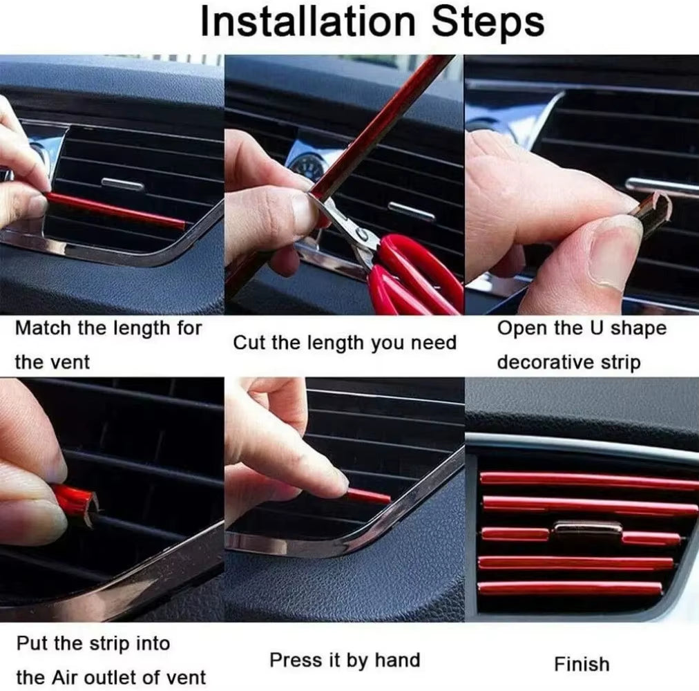 10Pcs 20Cm Car Air Conditioner Outlet Decorative U Shape Moulding Trim Decor Strips Car Styling Car Door Edge Corner Protector