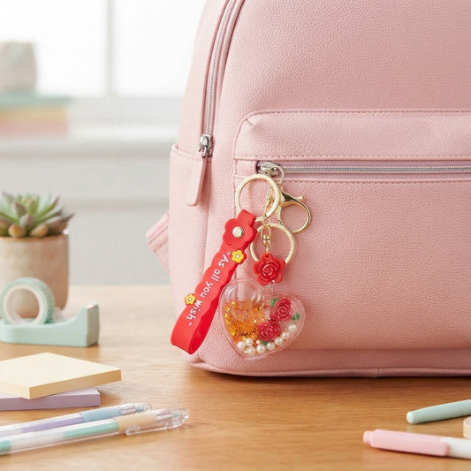 Heart-Shaped Liquid Glitter Keychain