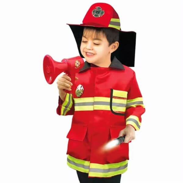 Kids Fireman Role Play Costume and Accessories Set