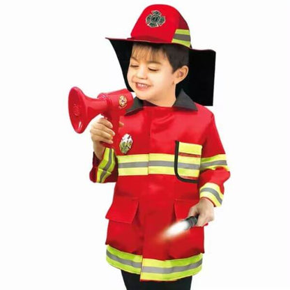 Kids Fireman Role Play Costume and Accessories Set