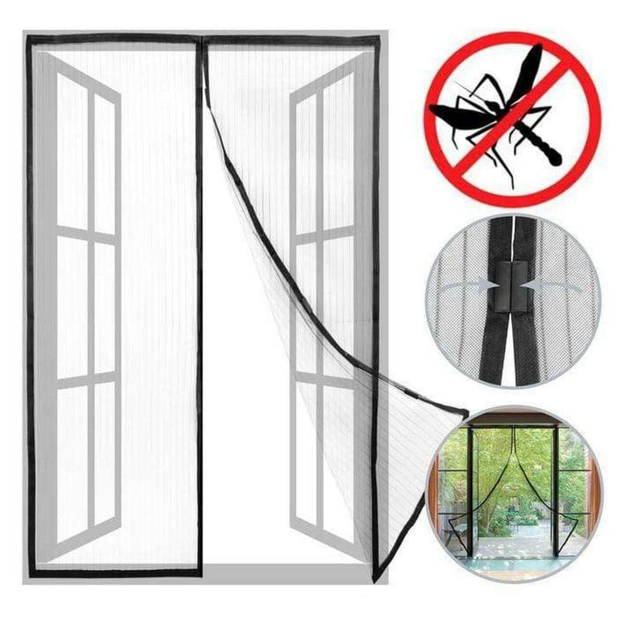 Magnetic Window and Door Screen Mesh with 18 Magnets