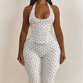 Women’S Seamless Polka Dot Shapewear Halter Bodysuit 2-Piece Set, Tummy Control & Butt Lift Waist Trainer
