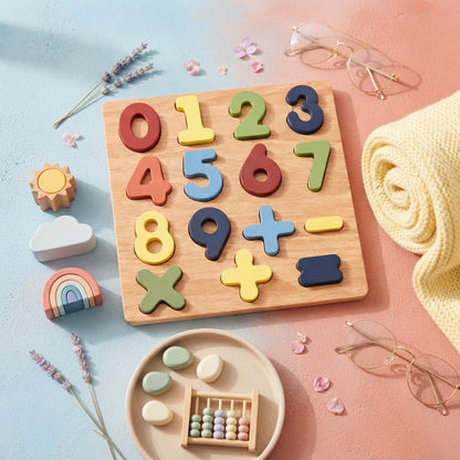 Toddler Wooden Number Puzzle Board Learning Toy