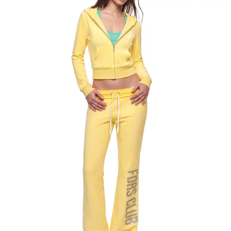 FDR Women’S Candy Color Long Sleeve Top, Tank Top and Low Rise Flare Pants Set, Fitted Y2K Casual Matching Three-Piece Outfit