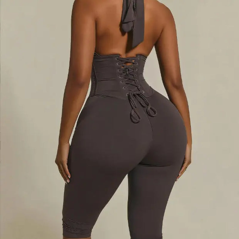 Women’S Seamless Polka Dot Shapewear Halter Bodysuit 2-Piece Set, Tummy Control & Butt Lift Waist Trainer
