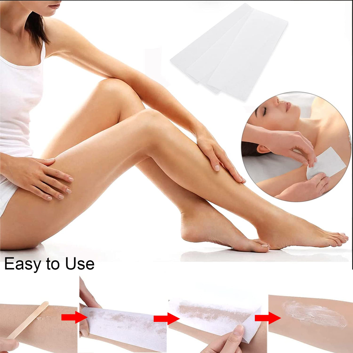 Non-Woven Hair Removal Wax Strips 100-Pack