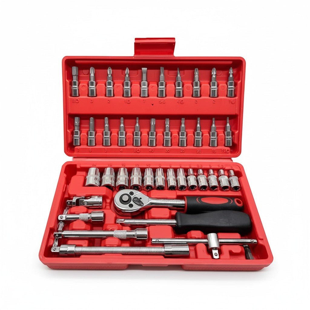 Socket Wrench Tool Set with Storage Case 46 Pieces