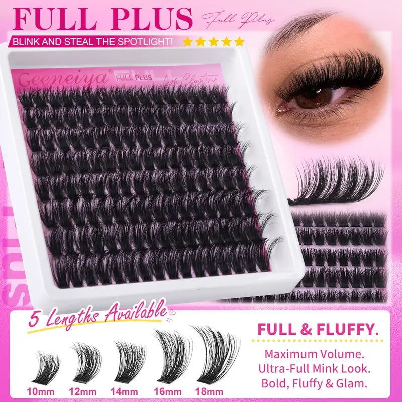 [Volmoire] Geeneiya 5 Styles Lash Clusters Kit, Volume/ Mega/ Full/ Bottom Eyelash Clusters Extensions with Everything You Need for Beginners and Proficient, DIY at Home Easily #Backtoschool #Sohochic, Lash Clusters