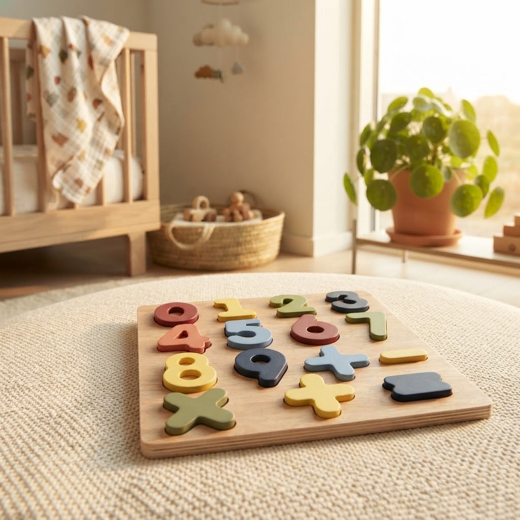 Toddler Wooden Number Puzzle Board Learning Toy