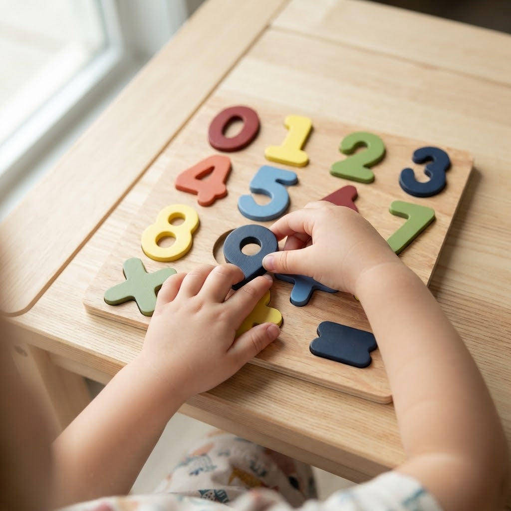 Toddler Wooden Number Puzzle Board Learning Toy