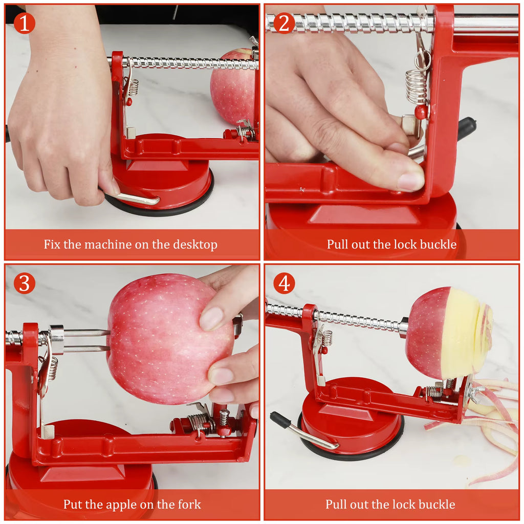 Apple Peeler Corer Stainless Core Slice Cutter Hand-Cranked Fruit Peeler Slicing Tool Kitchen Apple Potatoes Slicer Corer Cutter