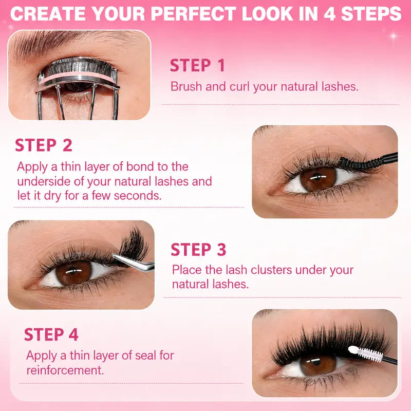 [Volmoire] Geeneiya 5 Styles Lash Clusters Kit, Volume/ Mega/ Full/ Bottom Eyelash Clusters Extensions with Everything You Need for Beginners and Proficient, DIY at Home Easily #Backtoschool #Sohochic, Lash Clusters