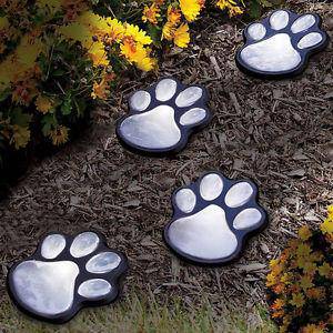 LED Solar Paw Print Lights Set of 4