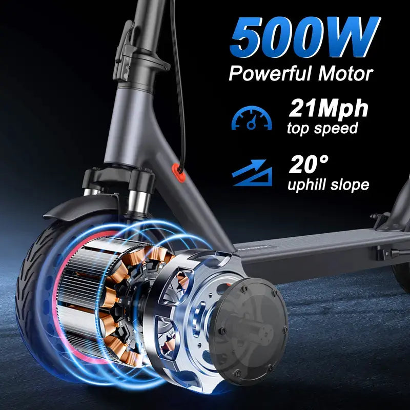 【Aopo】Adult Electric Scooter, 350W/500W Motor, 8.5/10" Solid Tire Grip, 19/22MPH Speed, Dual-Suspension, Dual Brake Safety, Aluminum Alloy, Certified Foldable, Compact Lightweight, App Control, LED Display & Brake Tail Light, Commuting Kick Scooter