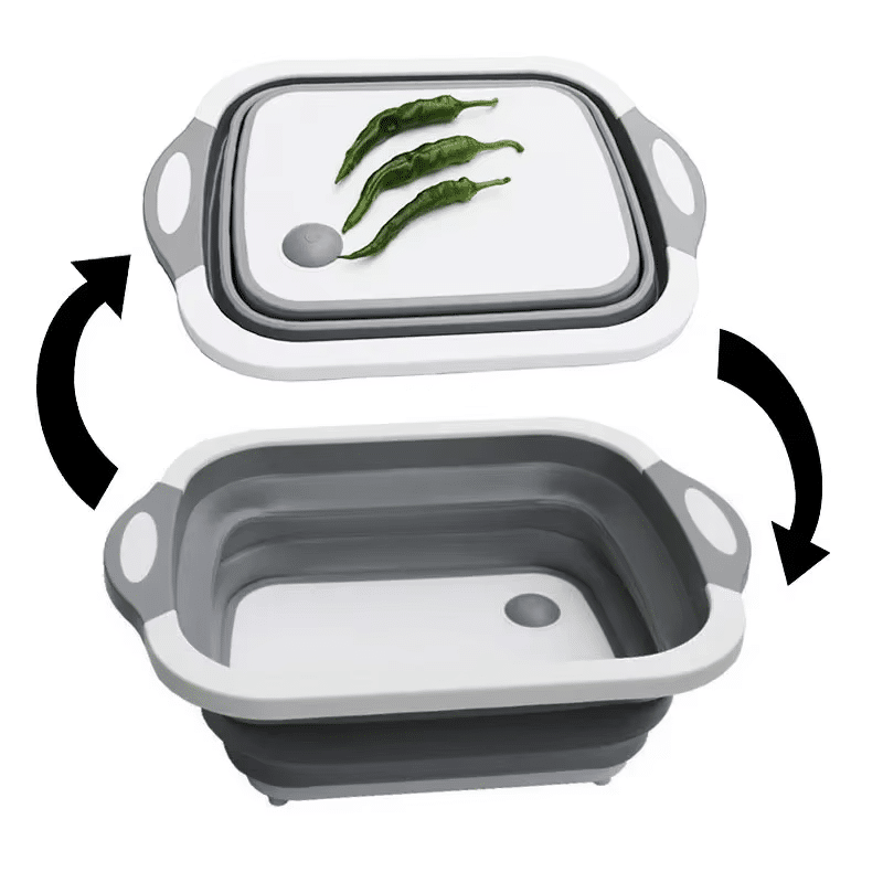 Plastic Folding Chopping Board with Washing Basket