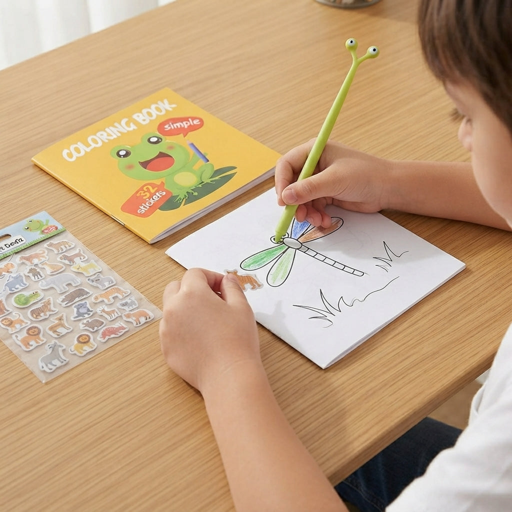 Kids Creative Colouring Book with Stickers Set
