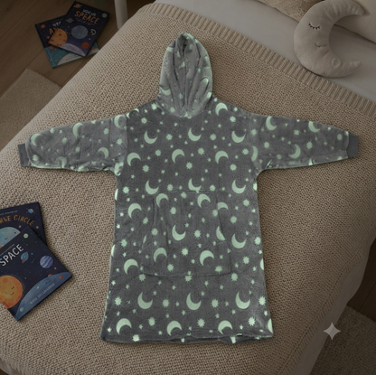 Kids Glow in the Dark Reversible Fleece Hoodie Blanket