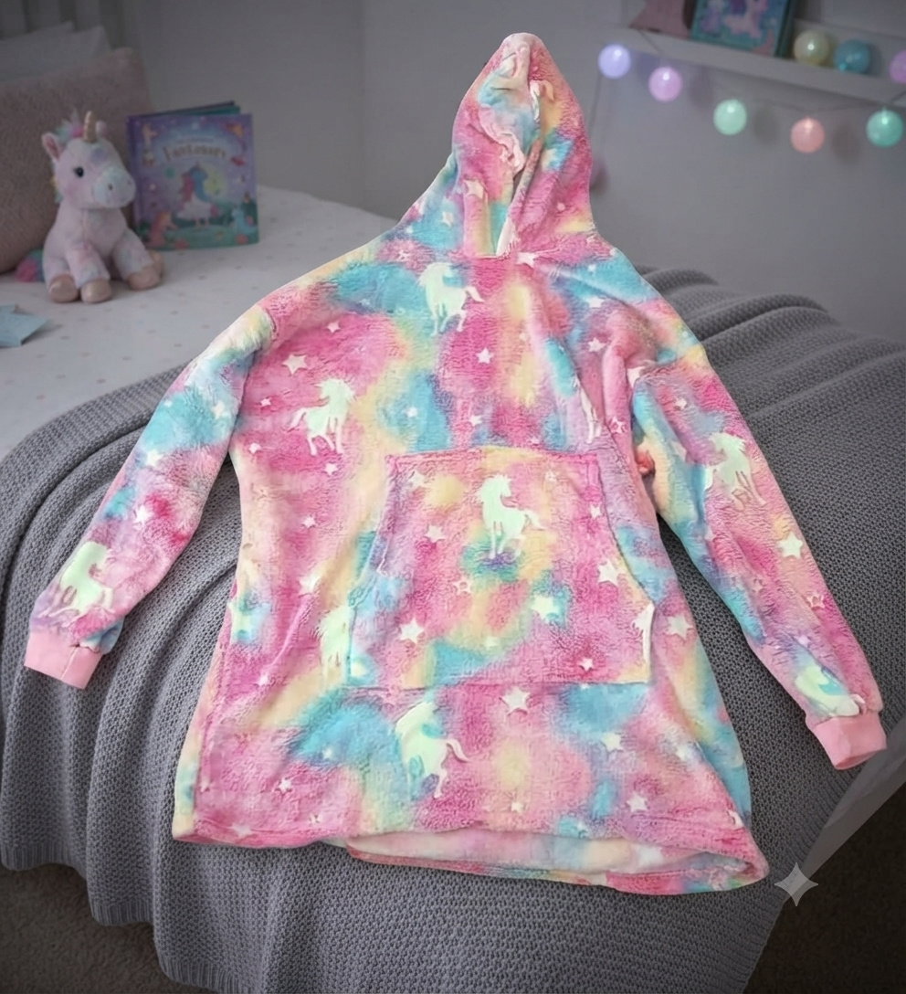 Kids Glow in the Dark Reversible Fleece Hoodie Blanket