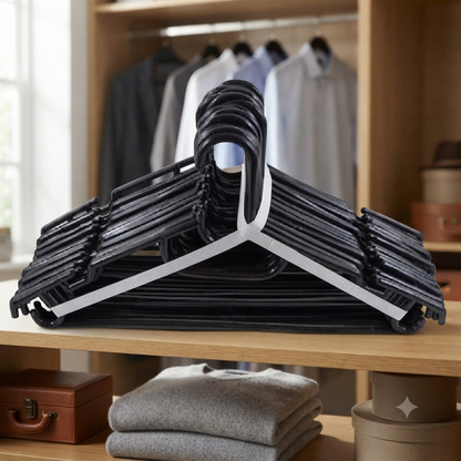 Black Plastic Clothes Hangers Set 20 Pieces