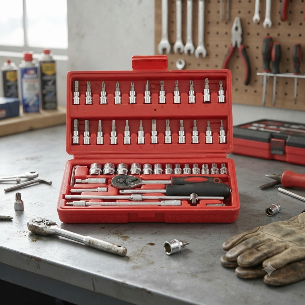 Socket Wrench Tool Set with Storage Case 46 Pieces