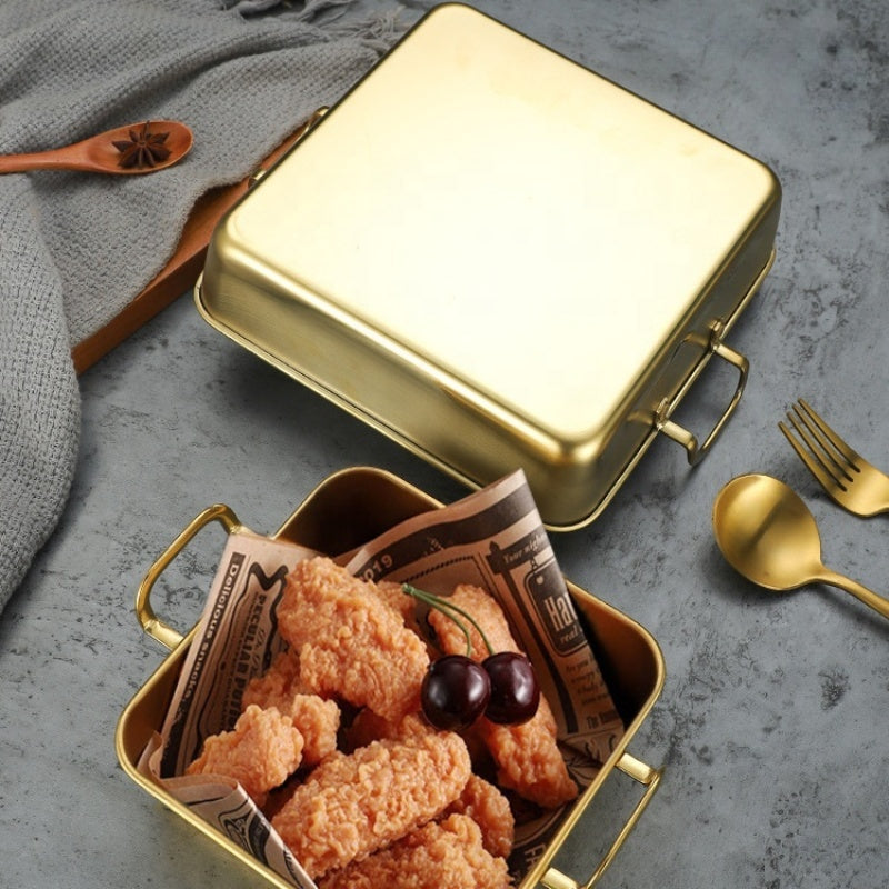 Gold Stainless Steel Multipurpose Serving Baking Tray