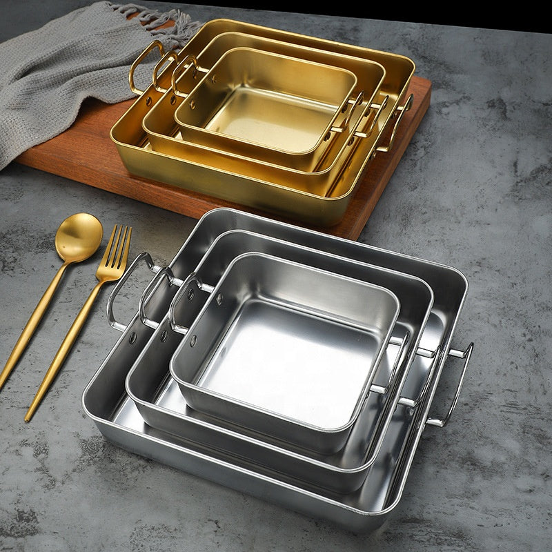 Gold Stainless Steel Multipurpose Serving Baking Tray