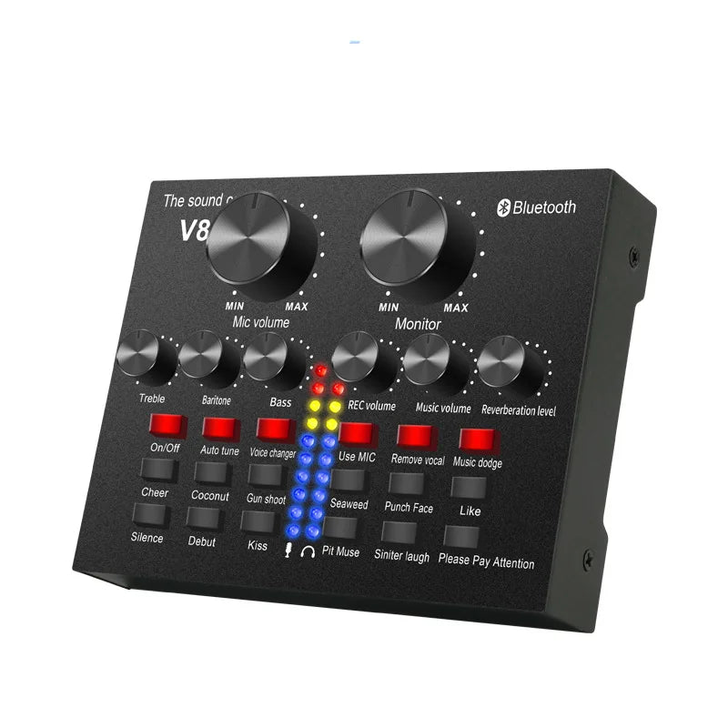 V8S Live Stream External Sound Card Audio Mixer
