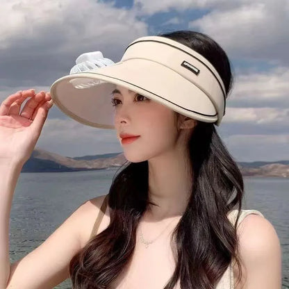 Women's Rechargeable Cooling Fan Sun Visor