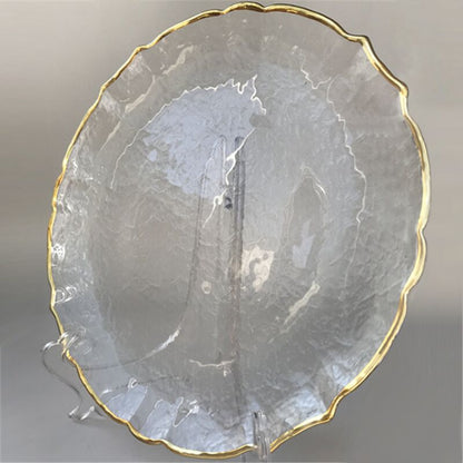 Gold Rimmed Flower Plastic Charger Plate