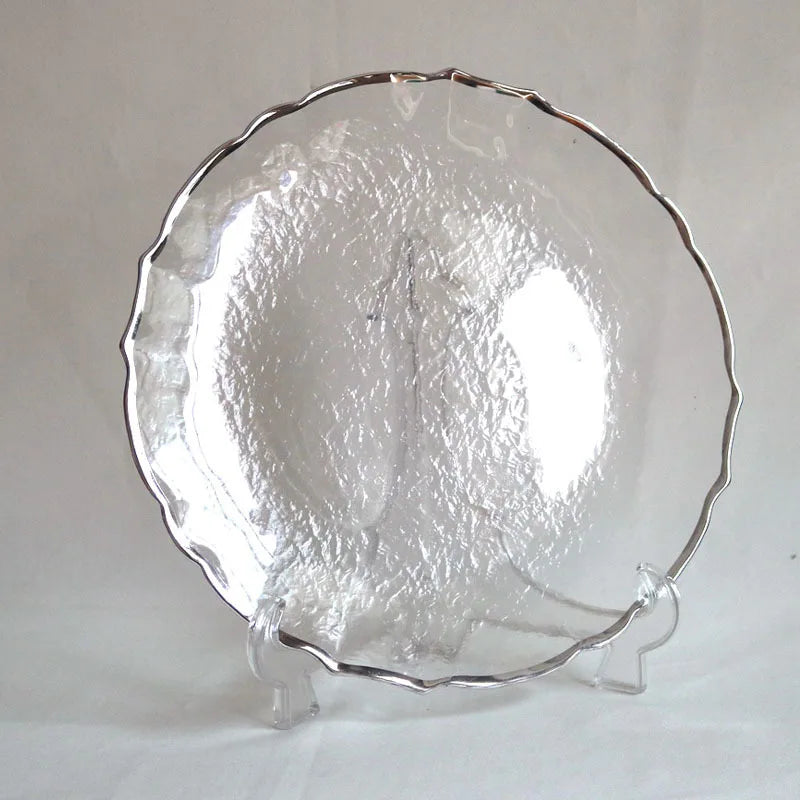Gold Rimmed Flower Plastic Charger Plate