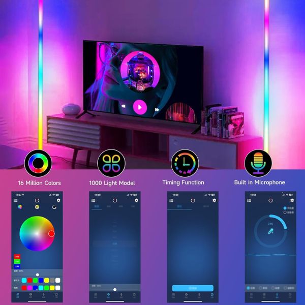 Smart RGB Corner Floor Lamp with Music Sync