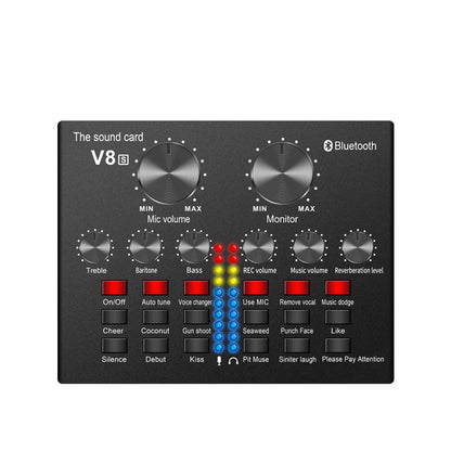 V8S Live Stream External Sound Card Audio Mixer