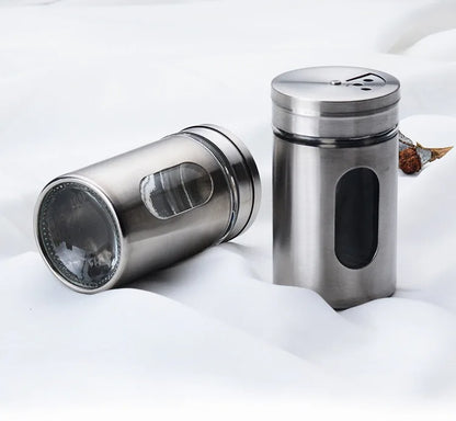 Stainless Steel Glass Spice Jar and Salt Pepper Shaker