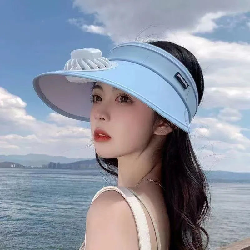 Women's Rechargeable Cooling Fan Sun Visor