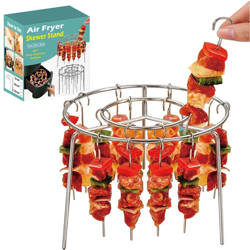 Stainless Steel Air Fryer Grill Rack and Skewer Set
