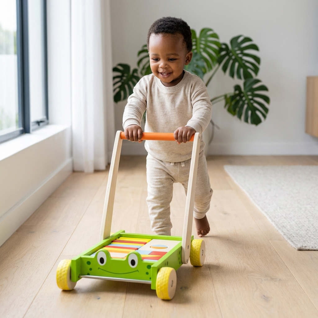 Kids Natural Educational Toddler Push Cart Toy