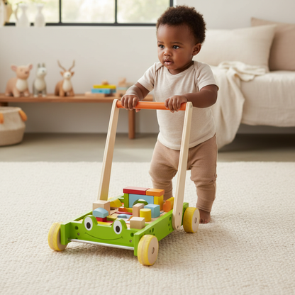 Kids Natural Educational Toddler Push Cart Toy
