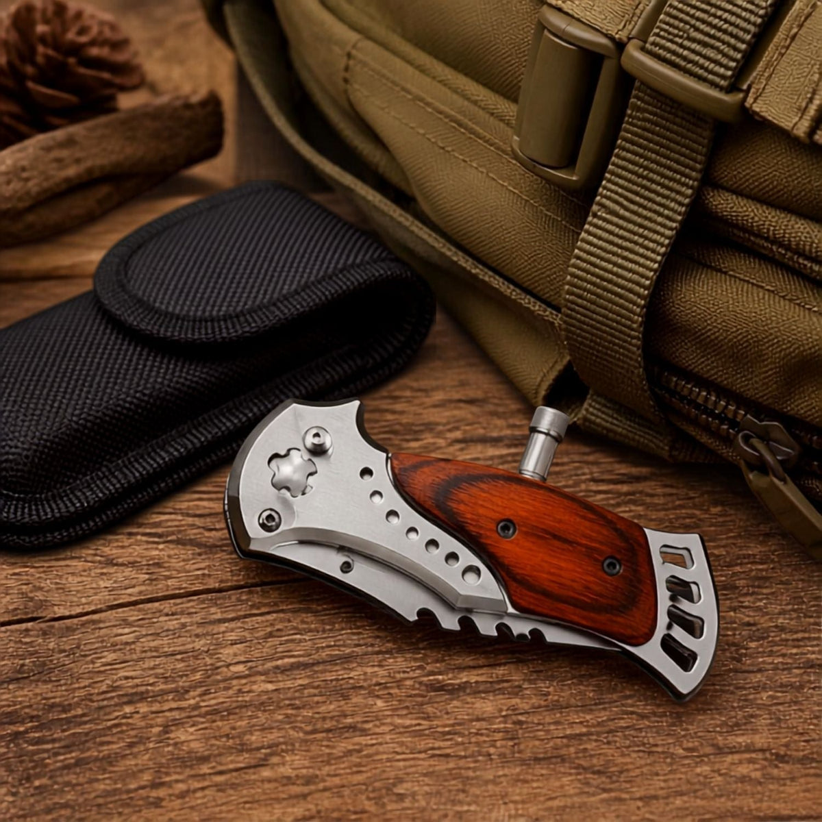 Compact Pocket Folding Knife with LED Torch