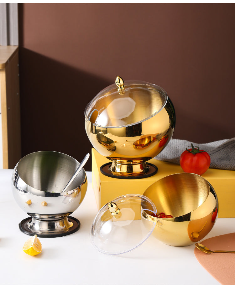 Stainless Steel Buffet Serving Bowl with Lid 14cm