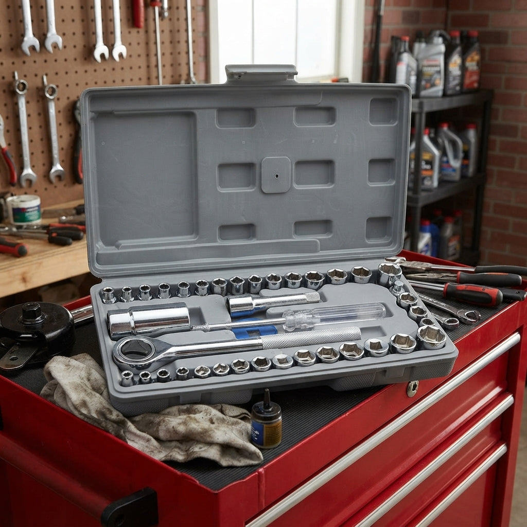 40-Piece Combination Socket Wrench Set for Auto Repair and Home DIY