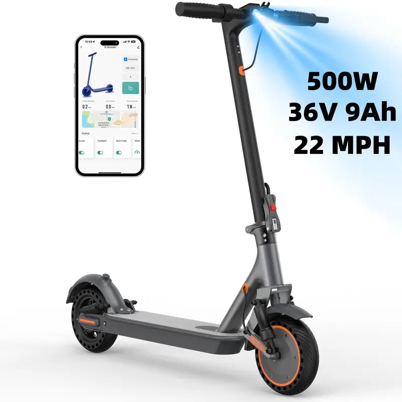 【Aopo】Adult Electric Scooter, 350W/500W Motor, 8.5/10" Solid Tire Grip, 19/22MPH Speed, Dual-Suspension, Dual Brake Safety, Aluminum Alloy, Certified Foldable, Compact Lightweight, App Control, LED Display & Brake Tail Light, Commuting Kick Scooter