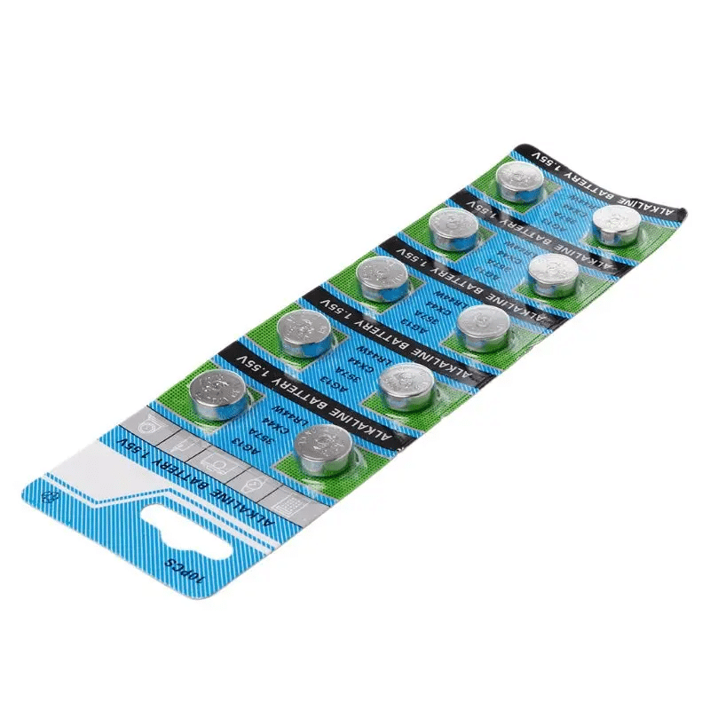 10-Piece AG13 1.55V Alkaline Button Cell Battery Set